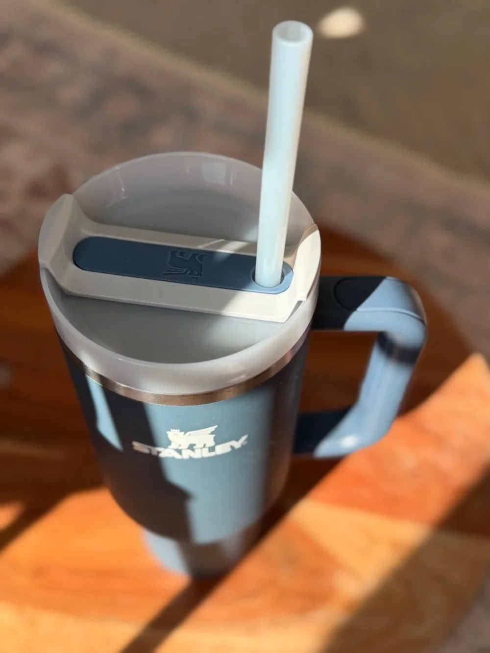 Stanley Steel-Trimmed 40 oz Travel Tumbler in Slate Blue and White - Picture 3 of 10